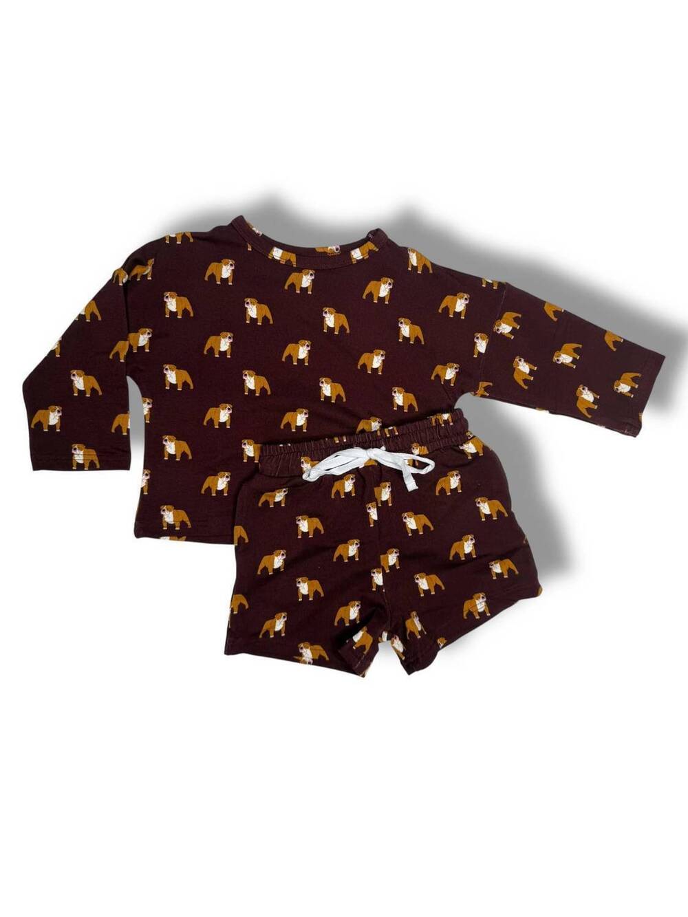 NEW SOUTHERN SLUMBER kid's bamboo bulldog sweat set in maroon